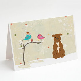[RDY] [送料無料] Caroline's Treasures ブルテリア ブラウンのクリスマスカード（封筒付き）、5インチ x 7インチ（8カウント [楽天海外通販] | Caroline's Treasures Bull Terrier Brown Christmas Greeting Cards with Env
