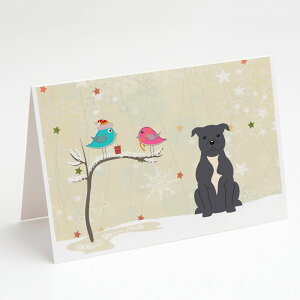 [RDY] [] Caroline's Treasures ueA u[ NX}XJ[hitjA5C` x 7C`i8JEg [yVCOʔ] | Caroline's Treasures Bull Terrier Blue Christmas Greeting Cards with Envelopes