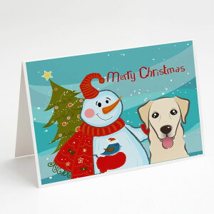 [RDY] [] Caroline's Treasures g[o[ƐႾ܂̃NX}XJ[hitjA5C` x 7C`i8JEg [yVCOʔ] | Caroline's Treasures Snowman with Retriever Christmas Greeting Cards