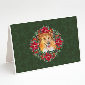[RDY] [] Caroline's Treasures Sheltie Poinsetta Wreath Christmas Greeting Cards with Envelopes, 5" x 7" (8 Count)iVFeB |CZb^ [X NX}X O[eBOJ[h t [yVCOʔ]