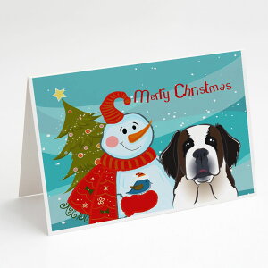 [RDY] [��������] Caroline's Treasures Snowman with Saint Bernard Christmas Greeting Cards with Envelopes, 5" x 7" (8 Count) [�y�V�C�O�ʔ�] | Caroline's Treasures Snowman with Saint Bernard Christmas Greeting Cards with Envelopes, 5" x 7" (8 Cou