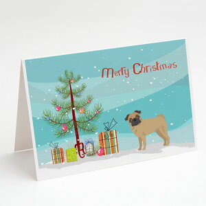 [] Caroline's Treasures pO NX}XJ[hitjA5C` x 7C`i8JEg [yVCOʔ] | Caroline's Treasures Pug Christmas Greeting Cards with Envelopes, 5" x 7" (8 Count)