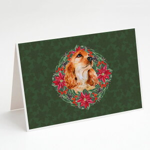 [RDY] [��������] Caroline's Treasures Cocker Spaniel Poinsetta Wreath Christmas Greeting Cards with Envelopes, 5" x 7" (8 Count)�i�R�b�J�[�X�p�j�G�� �|�C���Z�b�^���[�X �N���X�}�X�J�[�h�j�B [�y�V�C�O�ʔ�] | Caroline'
