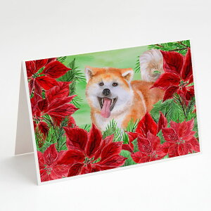 [] Caroline's Treasures HcY|CZ^X̃NX}XJ[hitjA5C`×7C`i8JEg [yVCOʔ] | Caroline's Treasures Akita Poinsettas Christmas Greeting Cards with Enve