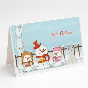 [��������] Caroline's Treasures Merry Christmas Carolers Miniature Schnauzer White Christmas Greeting Cards with Envelope, 5" x 7" (8 Count)�i�����[�N���X�}�X �L�������[�Y �~�j�`���A �V���i�E�U�[ �z���C�g �N���X