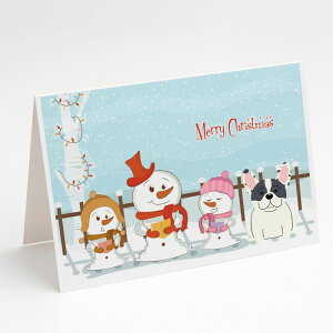[��������] Caroline's Treasures Merry Christmas Carolers French Bulldog Piebald Christmas Greeting Cards with Envelope, 5" x 7" (8 Count)�i�����[�N���X�}�X �L�������[�Y �t�����`�u���h�b�O �p�C�{�[���h �N���X�}