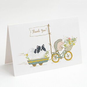 [RDY] [��������] Caroline's Treasures �|�����j�A�� �u���b�N���z���C�g �O���[�e�B���O�J�[�h �����t���A5�C���` x 7�C���`�i8�J�E���g�j [�y�V�C�O�ʔ�] | Caroline's Treasures Pomeranian Black and White Greet