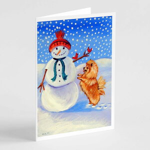 [] Caroline's Treasures |jAƐႾ tO[eBOJ[hA5C` x 7C`i8JEgj [yVCOʔ] | Caroline's Treasures Snowman with Pomeranian Winter Snowman Greetin