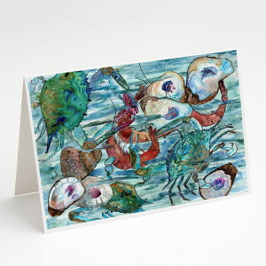 [RDY] [��������] Caroline's Treasures Watery Shrimp Crabs and Oysters Everyday Greeting Cards with Envelopes, 5 x 7 (8 Count) [�y�V�C�O�ʔ�] | Caroline's Treasures Watery Shrimp Crabs and Oysters Everyday Greeting Cards with Envelopes, 5 x 7