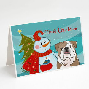 [RDY] [��������] Caroline's Treasures Snowman with English Bulldog Christmas Greeting Cards with Envelopes, 5" x 7" (8 Count) [�y�V�C�O�ʔ�] | Caroline's Treasures Snowman with English Bulldog Christmas Greeting Cards with Envelopes, 5" x 7" (8