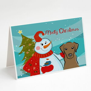[RDY] [��������] Caroline's Treasures Snowman with Chocolate Labrador Christmas Greeting Cards with Envelopes, 5" x 7" (8 Count) [�y�V�C�O�ʔ�] | Caroline's Treasures Snowman with Chocolate Labrador Christmas Greeting Cards with Envelopes, 5" x