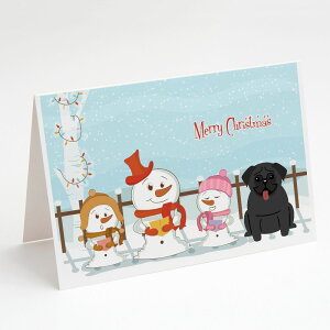[��������] Caroline's Treasures Merry Christmas Carolers Pug Black Christmas Greeting Cards with Envelopes, 5" x 7" (8 Count) [�y�V�C�O�ʔ�] | Caroline's Treasures Merry Christmas Carolers Pug Black Christmas Greeting Cards with Envelopes