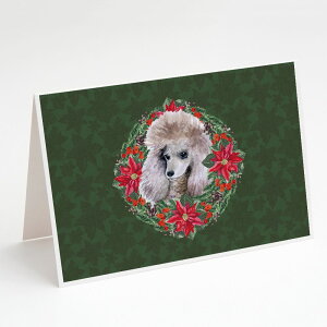 [RDY] [��������] Caroline's Treasures Poodle Poinsetta Wreath Christmas Greeting Cards with Envelopes, 5" x 7" (8 Count)�i�v�[�h�� �|�C���Z�b�^ ���[�X �N���X�}�X �O���[�e�B���O�J�[�h�j�B [�y�V�C�O�ʔ�] | Caroline'