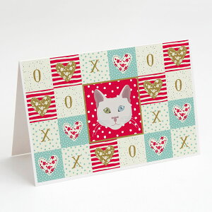 [��������] Caroline's Treasures Khao Manee Cat Love Greeting Cards with Envelop, 5" x 7" (8 Count) [�y�V�C�O�ʔ�] | Caroline's Treasures Khao Manee Cat Love Greeting Cards with Envelopes, 5" x 7" (8 Count)