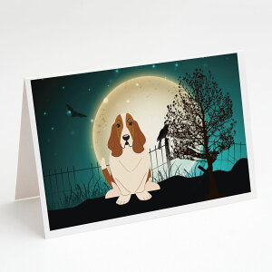 [��������] Caroline'sTreasures Scary Basset Hound Halloween Greeting Cards with Envelopes, 5" x 7" (8 Count) [�y�V�C�O�ʔ�] | Caroline'sTreasures Scary Basset Hound Halloween Greeting Cards with Envelopes, 5" x 7" (8 Count)