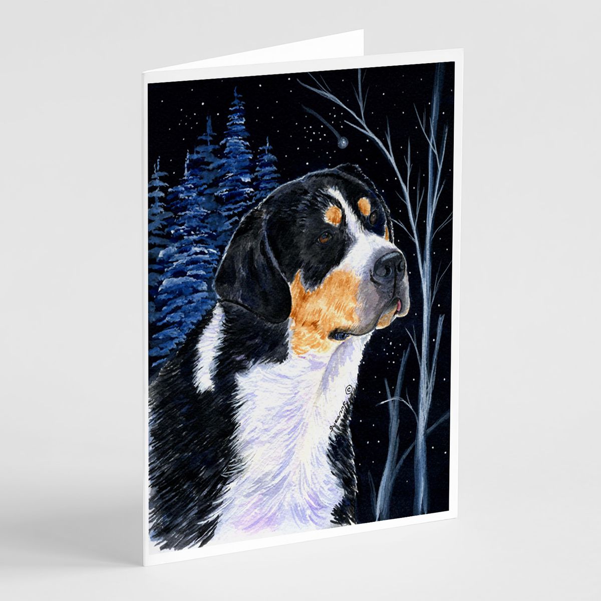 [送料無料] Caroline's Treasures Starry Night Bernese Mountain Dog Greeting Cards with Envelopes, 5