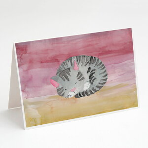 [RDY] [��������] �X���[�s���O�E�O���C�E�L���b�g ���ʉ�O���[�e�B���O�J�[�h������ 8������ [�y�V�C�O�ʔ�] | Sleeping Grey Cat Watercolor Greeting Cards and Envelopes Pack of 8