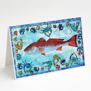 [��������] Caroline's Treasures ���̃O���[�e�B���O�J�[�h�A�����t���A5�C���`x7�C���`�i8�J�E���g�j [�y�V�C�O�ʔ�] | Caroline's Treasures Fish Greeting Cards with Envelopes, 5" x 7" (8 Count)