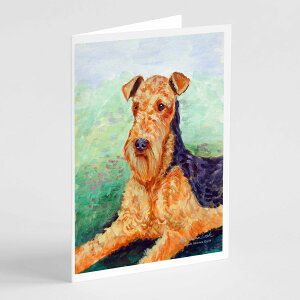 [��������] Caroline's Treasures �G�A�f�[���E�e���A�E�O���[�e�B���O�J�[�h�i�����t���j�A5�C���` x 7�C���`�i8�J�E���g [�y�V�C�O�ʔ�] | Caroline's Treasures Airedale Terrier Greeting Cards with Envelopes,