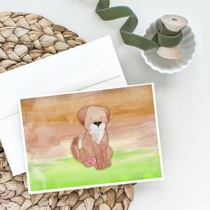 []  ΂ƒF̐ʉ̃O[eBOJ[hƕ 8 [yVCOʔ] | Dog Green and Brown Watercolor Greeting Cards and Envelopes Pack of 8