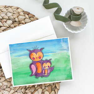 [RDY] [] }}ƐԂtNE̐ʉ̃O[eBOJ[hƕ8 [yVCOʔ] | Momma and Baby Owl Watercolor Greeting Cards and Envelopes Pack of 8