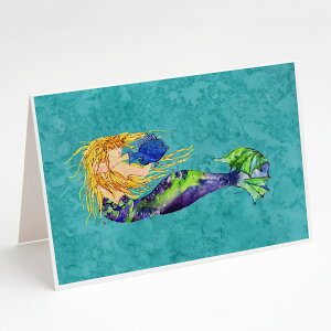 [] Caroline's Treasures uh }[Ch O[eBOJ[h tA5C` x 7C`i8gj [yVCOʔ] | Caroline's Treasures Blonde Mermaid Greeting Cards with Envelopes, 5" x 7" (8