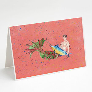 [��������] Caroline's Treasures �u���l�b�g�}�[�}�� �O���[�e�B���O�J�[�h�i�����t�j5�C���`×7�C���`�i8���g [�y�V�C�O�ʔ�] | Caroline's Treasures Brunette Merman Greeting Cards with Envelopes, 5" x 7" (8 Coun