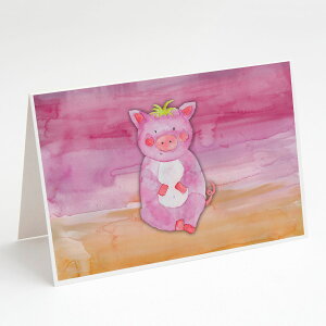 [RDY] [��������] �؂̐��ʉ�̃O���[�e�B���O�J�[�h�ƕ��� 8������ [�y�V�C�O�ʔ�] | Pig Watercolor Greeting Cards and Envelopes Pack of 8