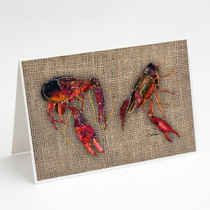 [��������] Caroline's Treasures Crawfish on Faux Burlap �����t���O���[�e�B���O�J�[�h�A5�C���` x 7�C���`�i8���j�B [�y�V�C�O�ʔ�] | Caroline's Treasures Crawfish on Faux Burlap Greeting Cards with Envelopes, 5" x 7"