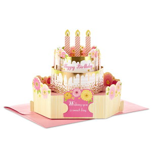 [] Hallmark y[p[_[o[Xf[|bvAbvJ[hipjisNƃS[h̃o[Xf[P[L [yVCOʔ] | Hallmark Paper Wonder Birthday Pop Up Card for Women (Pink and Go