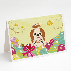 [RDY] [��������] Caroline's Treasures Shih Tzu Red White Easter Eggs Greeting Cards with Envelop, 5" x 7" (8 Count)�i�V�[�Y�[ ���b�h �z���C�g �C�[�X�^�[ �G�b�O �O���[�e�B���O�J�[�h �����t�� [�y�V�C�O�ʔ�] | Car