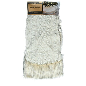 [RDY] [] Holiday Time qEt@[tN[NVbNP[ujbg 56C`ac[XJ[g [yVCOʔ] | Holiday Time Cream Classic Cable Knit with Faux Leopard Fur 56"Dia Tree Skirt