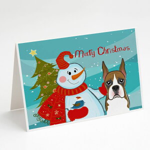 [] Caroline's Treasures Snowman with Boxer Greeting Cards with Envelopes, 5" x 7" (8 Count) [yVCOʔ] | Caroline's Treasures Snowman with Boxer Greeting Cards with Envelopes, 5" x 7" (8 Count)