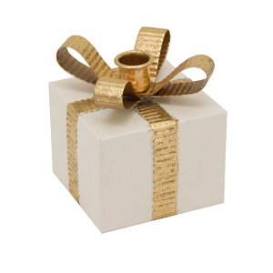 [RDY] [] 4.5C`zCg^Mtg{bNXNX}Xe[p[Lhz_[ [yVCOʔ] | 4.5" White Metal Gift Box Christmas Taper Candle Holder