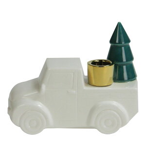 [RDY] [] 6 NX}Xc[tzCgZ~bNgbN e[p[LhXeBbNz_[ [yVCOʔ] | 6 White Ceramic Truck with Christmas Tree Taper Candlestick Holder