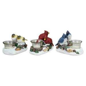 [RDY] [] eB[CgLhz_[5.75 "3NX}X̒̑㑕̃Zbg [yVCOʔ] | Set of 3 Christmas Birds Tabletop Decoration with Tealight Candle Holders 5.75"