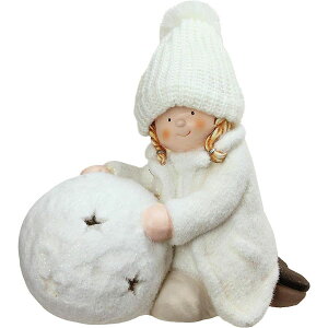 [RDY] [] 12.5C`zCgeB[CgXm[{[ƓyNX}XLhz_[ [yVCOʔ] | 12.5" White Tealight Snowball with Kneeling Girl Christmas Candle Holder