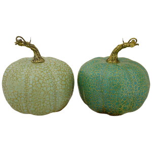 [] O[EtH[En[xXgEe[ugbvEJ{`2Zbg 5C` [yVCOʔ] | Set of 2 Green Fall Harvest Tabletop Pumpkins 5"