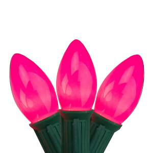 [] Iy[NsNC9NX}XCg25Zbg - O[C[ [yVCOʔ] | Set of 25 Opaque Pink C9 Christmas Lights - Green Wire