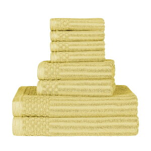 [RDY] [] SUPERIOR 100n`FbN{[_[oX^I8_Zbg S[f~Xg [yVCOʔ] | Superior 8 Piece 100% Cotton Solid and Checkered Border Bath Towel Set, Golden Mist