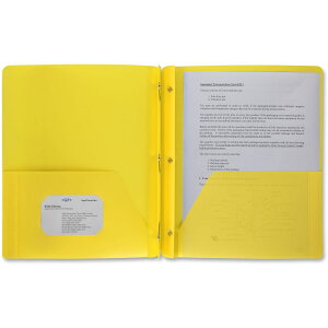 [] Business Source BSN20884A3p`||[gtHIAe1ACG[ [yVCOʔ] | Business Source, BSN20884, 3-Hole Punched Poly Portfolios, 1 Each, Yellow