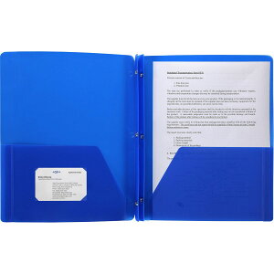 [] Business Source BSN20886A3p`||[gtHIAe1Au[ [yVCOʔ] | Business Source, BSN20886, 3-Hole Punched Poly Portfolios, 1 Each, Blue