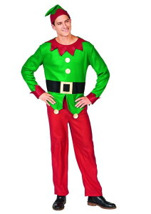 [RDY] [] 40 "NX}X̃T^̖XqtĂԂї΂̐l̃Gẗߏ-WTCY [yVCOʔ] | 40" Red and Green Men's Elf Costume With a Christmas Santa Hat - Standard Size