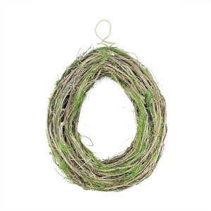 [] Northlight 15.5 "F̃uhȄ}Ɨ΂̑ۂ̗`̏t̐lHԗ [yVCOʔ] | Northlight 15.5" Brown Grapevine Twig and Green Moss Egg-Shaped Artificial Spring Wreath