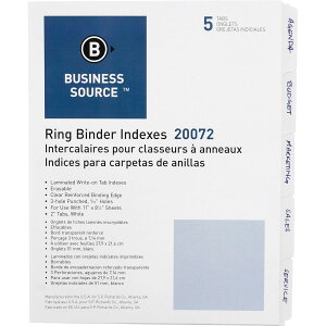 [RDY] [] Business Source BSN20072A3O\^uCfbNXA1Zbg5 [yVCOʔ] | Business Source, BSN20072, 3-Ring Erasable Tab Indexes, 5 Per Set