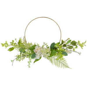 [RDY] [] AWTCƃV_̃S[fEOE[X t̑AO[ƃS[h 25C` [yVCOʔ] | Hydrangea and Fern Golden Ring Wreath Spring Decor, Green and Gold 25"