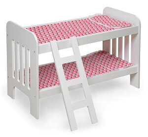 [RDY] [] Badger Basket zcƂ͂th[2ixbh zCg/sN/VFu [yVCOʔ] | Badger Basket Doll Bunk Bed with Bedding and Ladder - White/Pink/Chevron