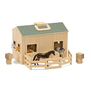 [RDY] [] Melissa & Doug ܂ݎؐnh[nEXinhtji11 [yVCOʔ] | Melissa & Doug Fold and Go Wooden Horse Stable Dollhouse With Handle and Toy Horses (11 pcs)