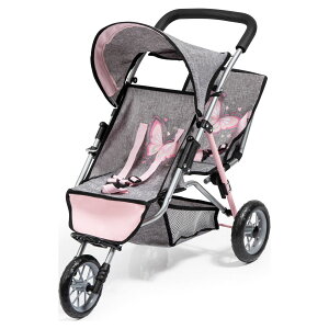 [RDY] [] Bayer fUCxr[h[cC3փWK[l`xr[J[Aꂼ18C`܂ł̐l`2̂ɃtBbg [yVCOʔ] | Bayer Design Baby Doll Twin 3 Wheel Jogger Doll Stroller, Fits 2 Do