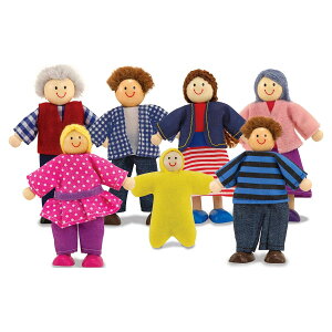 [] Melissa & Doug h[nEXp ؐl`t@~[ 7_Zbgie2-4C`j [yVCOʔ] | Melissa & Doug 7-Piece Poseable Wooden Doll Family for Dollhouse (2-4 inches each)